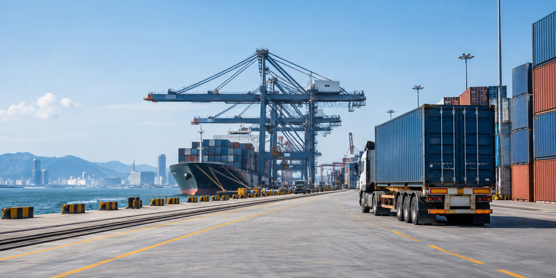 Xe container tại cảng biển phục vụ vận chuyển nội địa