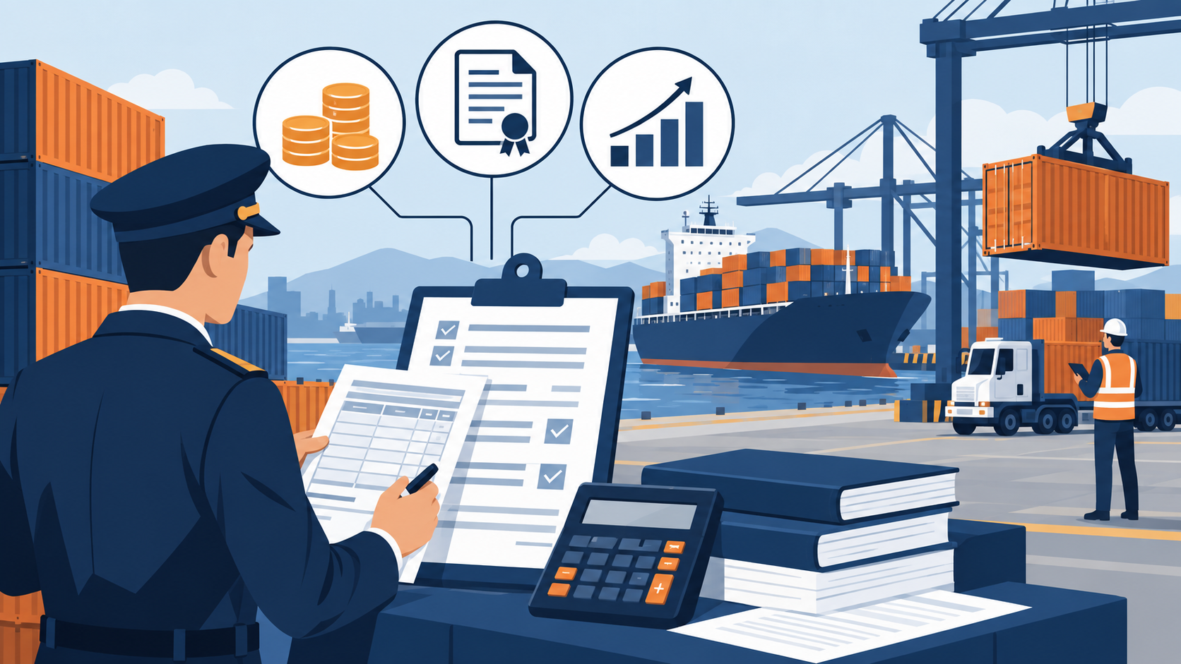 Minh họa vai trò của HS code trong thuế, giấy phép và quản lý hàng hóa