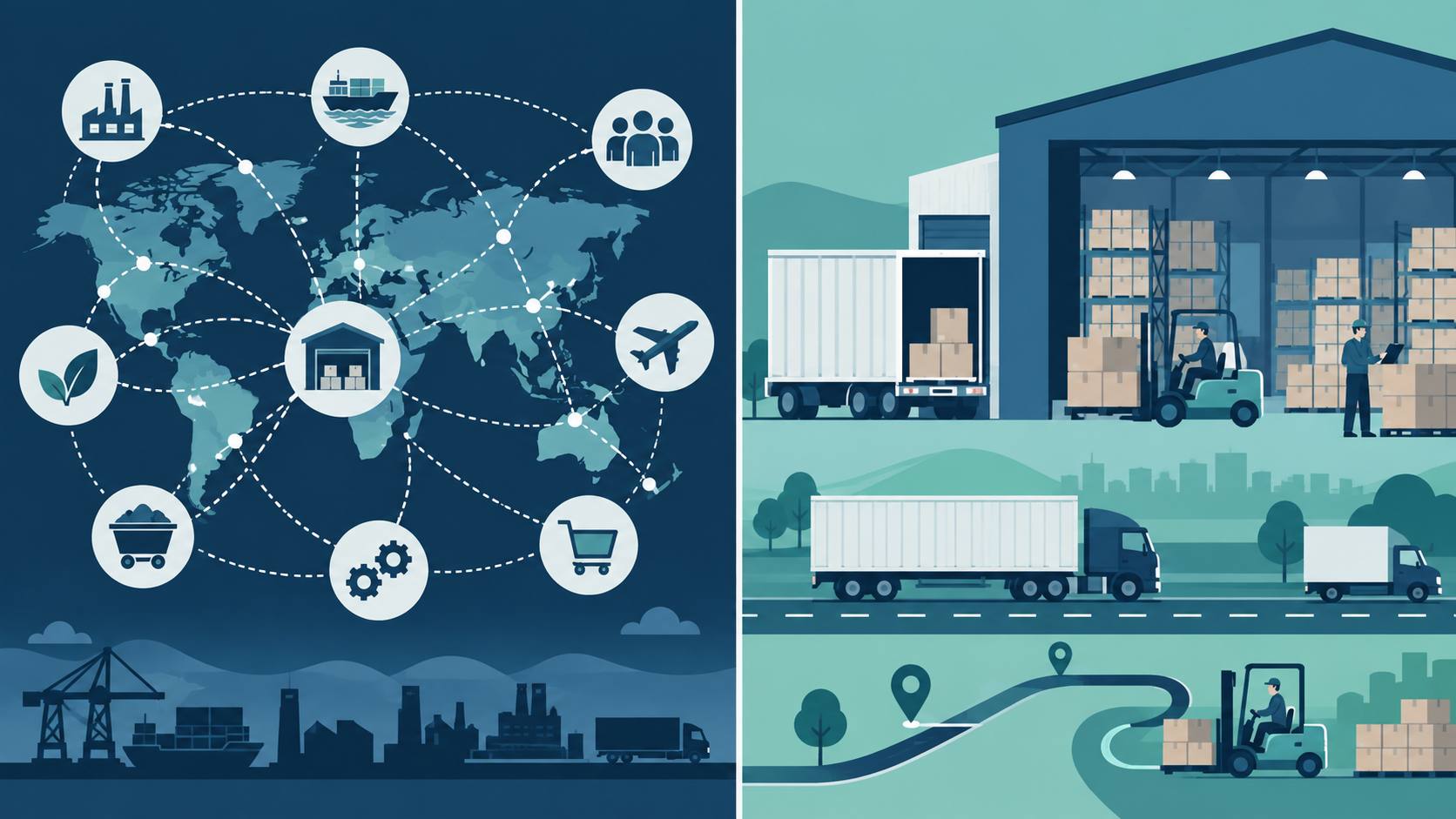 Minh họa phạm vi quản trị chuỗi cung ứng và hoạt động logistics