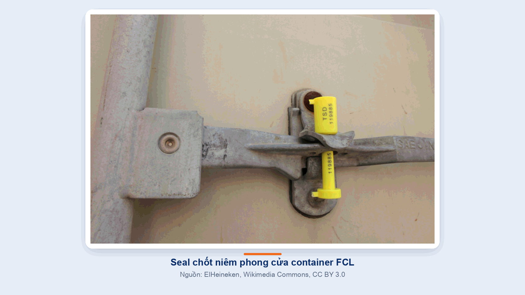 Seal chốt niêm phong màu vàng có số sê-ri bấm vào tay khóa cửa container hàng FCL